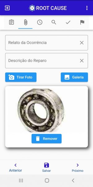 Detalhamento da ocorrência com possibilidade de envio de fotos.